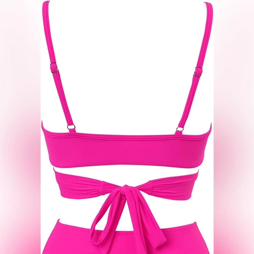 325. SMALL NWT Women Wrap Bikini Top Push Up Padded Swimsuit Top Criss Cross Tie - Picture 2 of 7